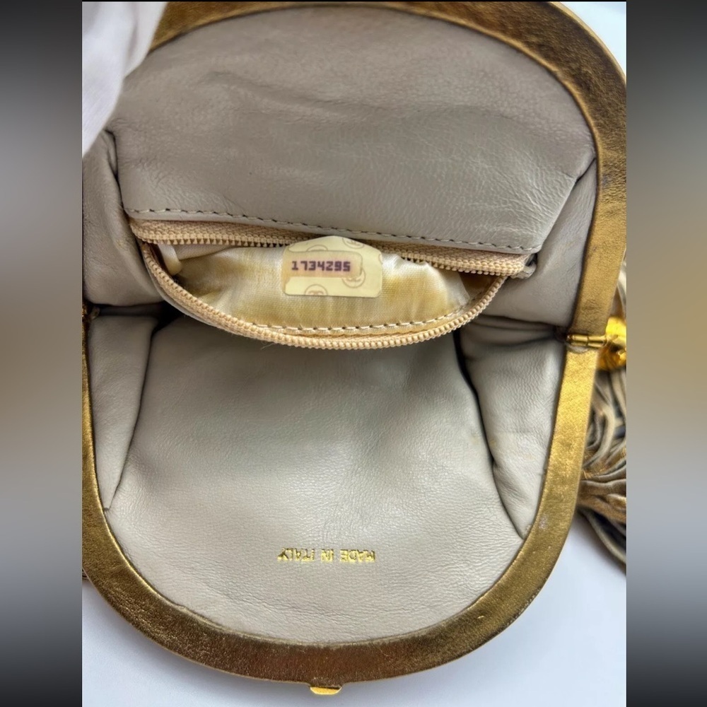 Chanel Quilted Vintage Rare Gold Bronze Waist Pouch bag Tie Fringe sling - Picture 8 of 16